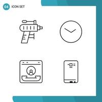 Vector Pack of 4 Outline Symbols Line Style Icon Set on White Background for Web and Mobile