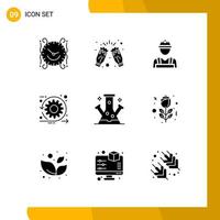 9 Universal Solid Glyphs Set for Web and Mobile Applications sprint development party agile labour Editable Vector Design Elements