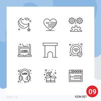 Outline Pack of 9 Universal Symbols of monday sale flag laptop mechanization Editable Vector Design Elements