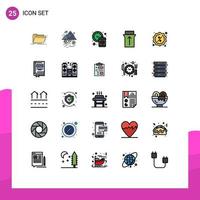 Modern Set of 25 Filled line Flat Colors and symbols such as badge slide mountain gesture time Editable Vector Design Elements