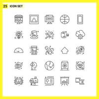 25 Icon Set Simple Line Symbols Outline Sign on White Background for Website Design Mobile Applications and Print Media vector
