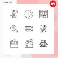 Modern Set of 9 Outlines Pictograph of error search sun find develop Editable Vector Design Elements