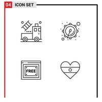 4 Creative Icons Modern Signs and Symbols of car tecnology transparent parade indian Editable Vector Design Elements