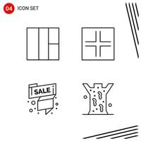 Collection of 4 Vector Icons in Line style Pixle Perfect Outline Symbols for Web and Mobile Line Icon Signs on White Background 4 Icons