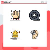 Mobile Interface Filledline Flat Color Set of 4 Pictograms of bloody solution scary notification gear Editable Vector Design Elements