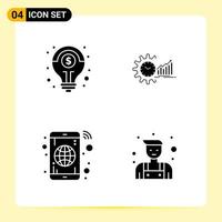 4 Creative Icons for Modern website design and responsive mobile apps 4 Glyph Symbols Signs on White Background 4 Icon Pack vector