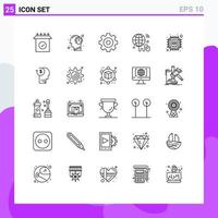 Line Pack of 25 Universal Symbols of future chip create world iot Editable Vector Design Elements