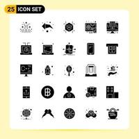 25 iconos creativos para el diseño moderno de sitios web y aplicaciones móviles receptivas 25 signos de símbolos de glifo sobre fondo blanco paquete de 25 iconos vector