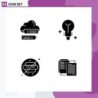 Set of Vector Solid Glyphs on Grid for chat no cloud light park Editable Vector Design Elements