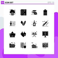 conjunto de 16 iconos modernos de ui símbolos signos para el aula información eléctrica batería ambulancia elementos de diseño vectorial editables vector