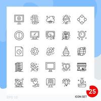 Modern Pack of 25 Icons Line Outline Symbols isolated on White Backgound for Website designing vector