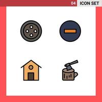 Pack of 4 Modern Filledline Flat Colors Signs and Symbols for Web Print Media such as sew building minus stop log Editable Vector Design Elements