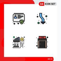 4 Thematic Vector Filledline Flat Colors and Editable Symbols of id bank security up investment Editable Vector Design Elements