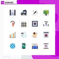 Flat Color Pack of 16 Universal Symbols of headphone bluetooth color sampler accessory advertising Editable Pack of Creative Vector Design Elements