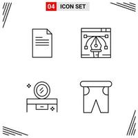 4 Icons Line Style Grid Based Creative Outline Symbols for Website Design Simple Line Icon Signs Isolated on White Background 4 Icon Set vector