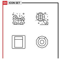 Modern Set of 4 Filledline Flat Colors and symbols such as car komodo globe light crypto Editable Vector Design Elements