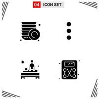 4 Icons Solid Style Grid Based Creative Glyph Symbols for Website Design Simple Solid Icon Signs Isolated on White Background 4 Icon Set vector