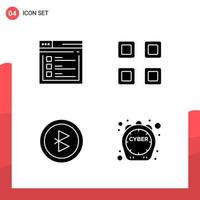 Pack of 4 Universal Glyph Icons for Print Media on White Background vector