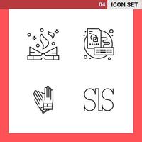 4 símbolos de contorno de estilo de línea de paquete de iconos sobre fondo blanco signos simples para diseño general vector