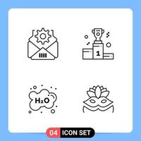 4 Line Black Icon Pack Outline Symbols for Mobile Apps isolated on white background 4 Icons Set vector