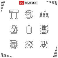 9 Icons Line Style Grid Based Creative Outline Symbols for Website Design Simple Line Icon Signs Isolated on White Background 9 Icon Set vector