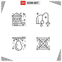 4 Icons Line Style Grid Based Creative Outline Symbols for Website Design Simple Line Icon Signs Isolated on White Background 4 Icon Set vector