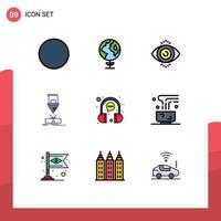 9 Thematic Vector Filledline Flat Colors and Editable Symbols of representative customer cutting chat steel Editable Vector Design Elements