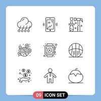 Modern Set of 9 Outlines Pictograph of smart watch map construction globe creative Editable Vector Design Elements