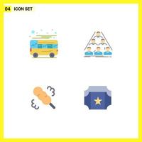 Modern Set of 4 Flat Icons and symbols such as autobus meeting local build duster Editable Vector Design Elements