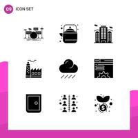 Modern Set of 9 Solid Glyphs and symbols such as construction building tea city place Editable Vector Design Elements