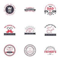 9 Black and Pink Happy Fathers Day Design Collection A set of twelve brown colored vintage style Fathers Day Designs on light background Editable Vector Design Elements