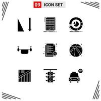 9 iconos creativos, signos y símbolos modernos de vehículos, análisis de contorno, gráfico circular de drones, elementos de diseño vectorial editables vector