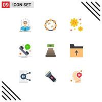 Set of 9 Commercial Flat Colors pack for document check mark astronaut success phone Editable Vector Design Elements