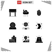 Solid Glyph Pack of 9 Universal Symbols of share connection hand technology gadget Editable Vector Design Elements