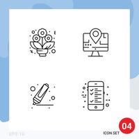 Universal Icon Symbols Group of 4 Modern Filledline Flat Colors of bouquet marker computer education calculation Editable Vector Design Elements