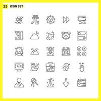 25 Icon Set Simple Line Symbols Outline Sign on White Background for Website Design Mobile Applications and Print Media vector