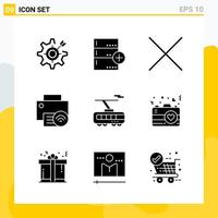 Collection of 9 Universal Solid Icons Icon Set for Web and Mobile vector