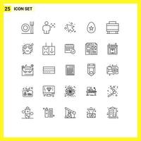 Modern Set of 25 Lines Pictograph of travel luggage arrow spring easter Editable Vector Design Elements