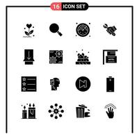 Set of 16 Solid Style Icons for web and mobile Glyph Symbols for print Solid Icon Signs Isolated on White Background 16 Icon Set vector