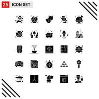 Set of 25 Modern UI Icons Symbols Signs for fan computer role food fast food wireless Editable Vector Design Elements