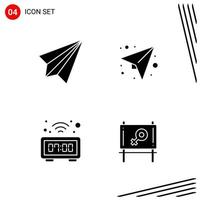 Collection of 4 Vector Icons in solid style Pixle Perfect Glyph Symbols for Web and Mobile Solid Icon Signs on White Background 4 Icons