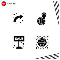 Collection of 4 Vector Icons in solid style Pixle Perfect Glyph Symbols for Web and Mobile Solid Icon Signs on White Background 4 Icons