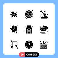 9 Solid Black Icon Pack Glyph Symbols for Mobile Apps isolated on white background 9 Icons Set vector