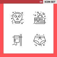 4 Icon Pack Line Style Outline Symbols on White Background Simple Signs for general designing vector