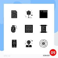 Pictogram Set of 9 Simple Solid Glyphs of receipt stove web kitchen charg Editable Vector Design Elements