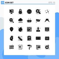 Modern Set of 25 Solid Glyphs Pictograph of wash cleaning donut clean search Editable Vector Design Elements