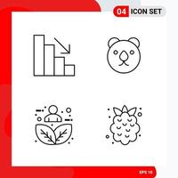 Creative Set of 4 Universal Outline Icons isolated on White Background vector