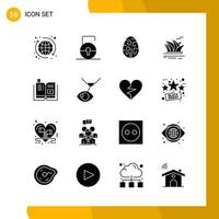 16 Icon Set Solid Style Icon Pack Glyph Symbols isolated on White Backgound for Responsive Website Designing vector