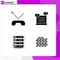 Solid Icon set Pack of 4 Glyph Icons isolated on White Background for Web Print and Mobile vector