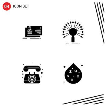 Modern Set of 4 Solid Glyphs and symbols such as id retrieval card information phone Editable Vector Design Elements